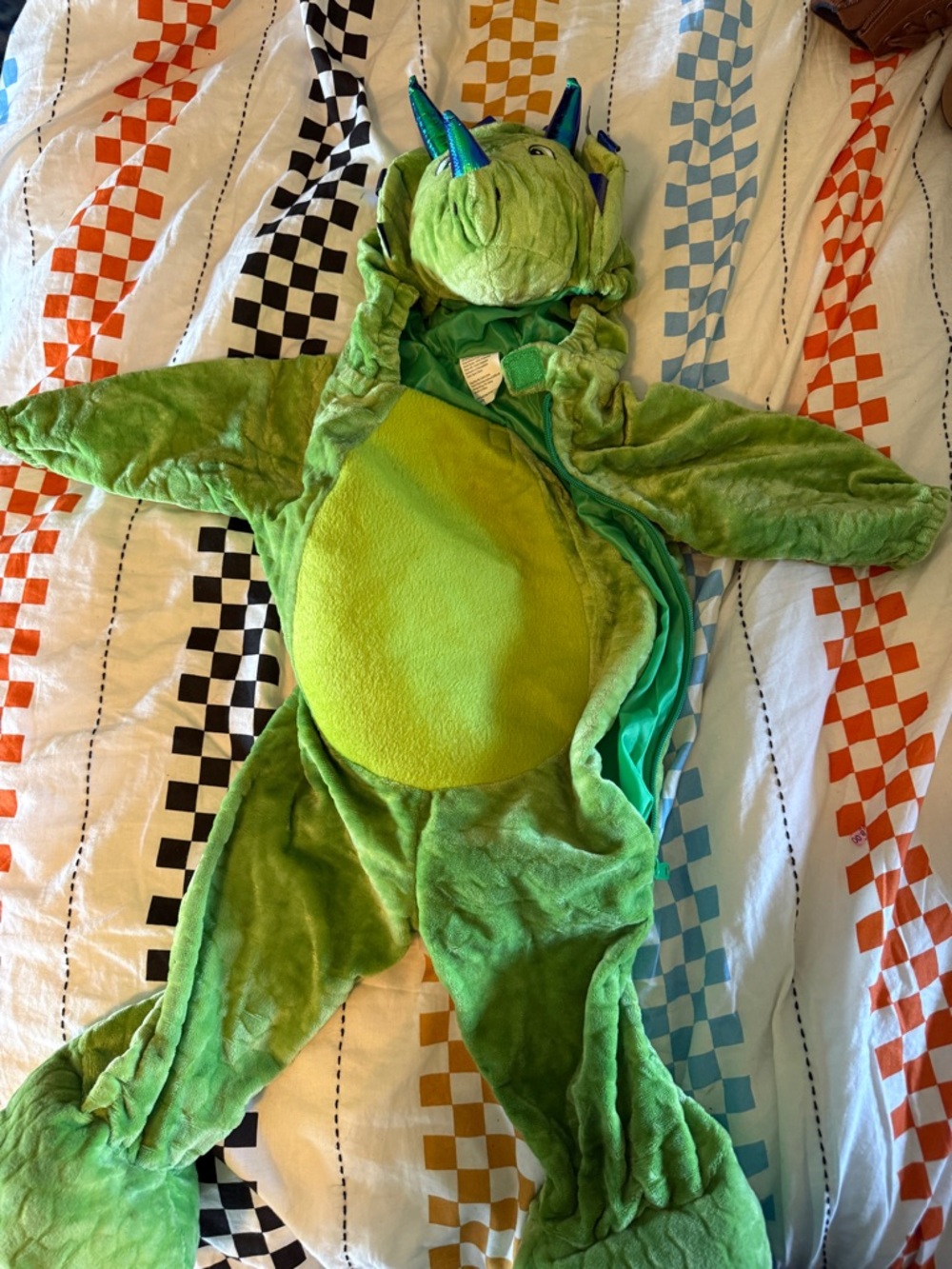 Green Plush Dragon Costume - Hooded One-Piece